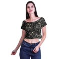 thumbnail image 2 of Moomaya Printed Viscose Crop Top Short Sleeve Zipper Tunic Womens Summer Tops, 2 of 4