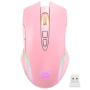 ONIKUMA ONIKUMA CW905 Pink Wireless Gaming Mouse with 5 Adjustable DPI Speeds, RGB Lighting, 7 Programmable Buttons, and Ergonomic Design