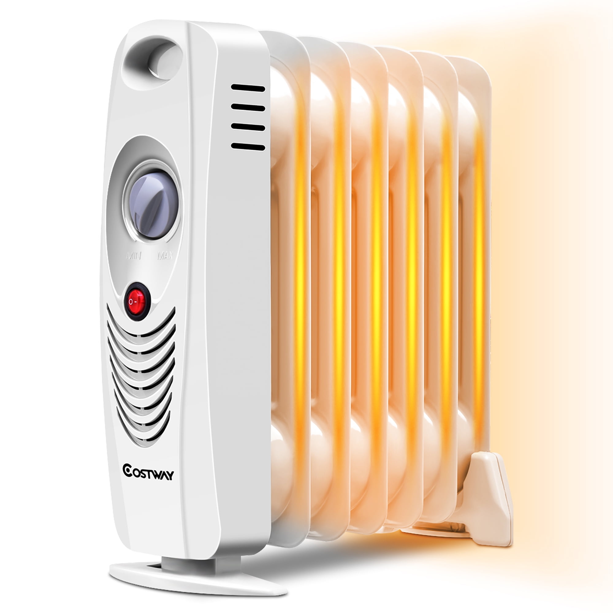 Costway Radiateur Électrique Portable Mini 700 W à Huile 7 Ailettes Thermostat Maison