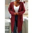 thumbnail image 3 of Women Hooded Open Front Cardigan Cable Knit Sweaters Solid Chunky Long Sweater Coats with Pockets, 3 of 5