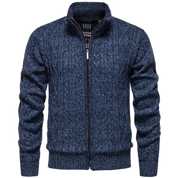 Dagugfen Mens Jacket Long Sleeve Zipper up Slim Fashion Thick Fleece Comfy Warm Casual Winter Outerwear