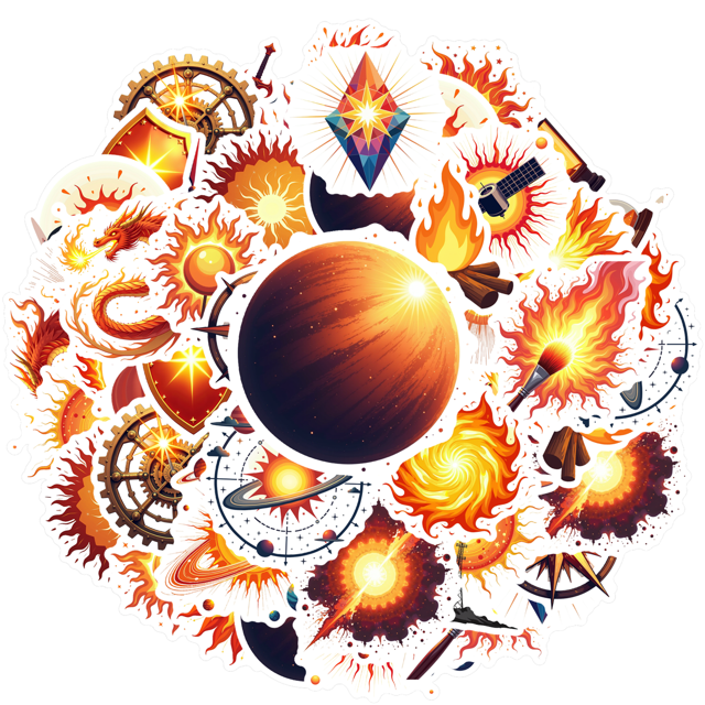 Fiery Stickers Sun Galaxy Stickers Energy Stickers Light Fire Stickers for Notebooks Laptops Guitar