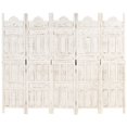 thumbnail image 5 of vidaXL Hand carved 5-Panel Room Divider White 200x165 cm Solid Mango Wood, 5 of 5