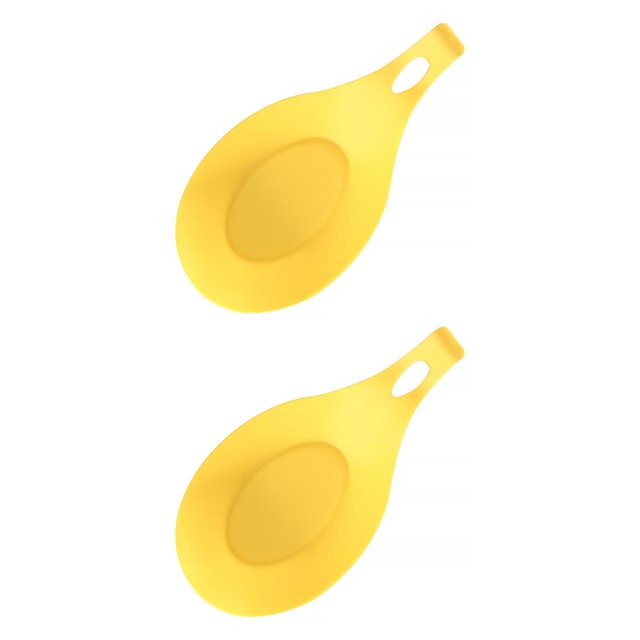 QualitChoice Silicone Spoon Rest Heat Resistant Teabag Tidy Holder Cooking Dish Home Yellow 2Set