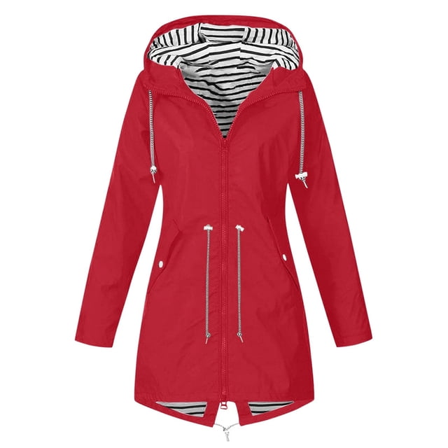 Heliisoer Manteau Décontracté pour Femme Uni Extérieur Grande Taille à Capuche Coupe-Vent Ample