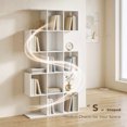 thumbnail image 4 of HOMCOM Bibliothèque à 5 Niveaux, Étagère Géométrique en Forme de S, Grain de Bois Blanc, 4 of 10