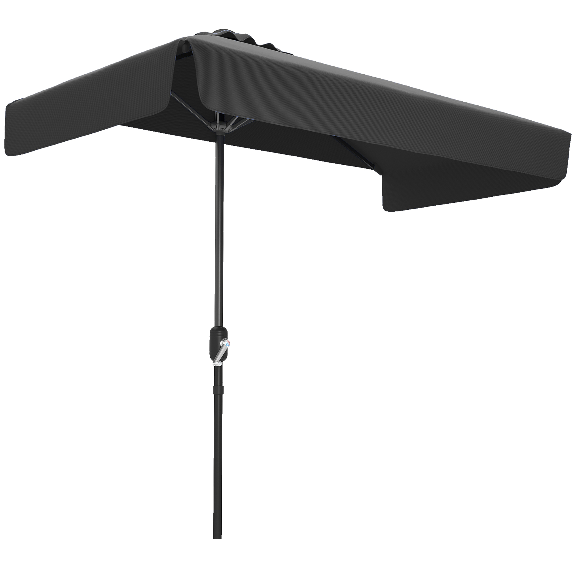 Outsunny Parasol Demi-Parasol de Patio 7,5 Pi Pare-Soleil, Manivelle, Noir