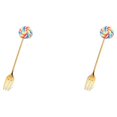 thumbnail image 3 of Transemion 1/2/3/5 Cartoon Adorable Restaurant Hotel Tableware Portable Washable Stainless Steel Stirring Mixing Dinnerware Cake Flatware Candy Fork Rainbow 2PCS, 3 of 6