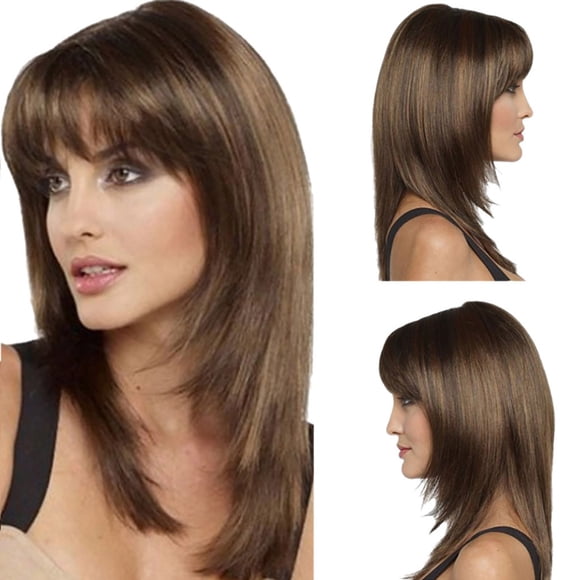 RKSTN Wigs Human Hair Gradient Brown Synthetic Hair Wig Short Mix Colors Full Wigs Party Hair Wigs Glueless Wigs