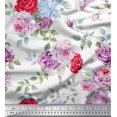 thumbnail image 1 of Soimoi Tissu en Viscose Chiffon Rose Imprimé Feuilles & Roses Tissu de Couture BTY 42 Pouces de Large, 1 of 3