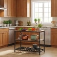 thumbnail image 1 of Royalbelle Black+Brown Kitchen Island with 3-Tier Storage Shelf, Sturdy Steel Frame, 1 of 7