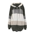 thumbnail image 4 of FAIWAD Women's Full Zip Fuzzy Fleece Hooded Coat Color Block Drawstring Fall Winter Warm Coat with Pockets, 4 of 5
