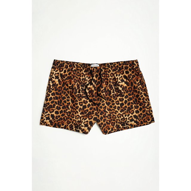 THICKEMS Big Men’s Leopard Seersucker Volley Swim Trunk