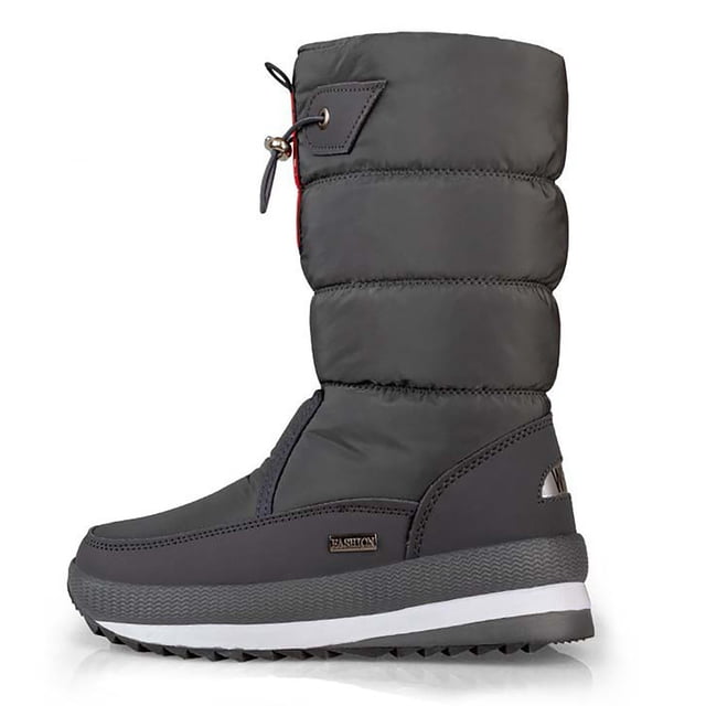 Kcodviy Women's Winter Solid Color Easy Slip on Snow Boots for Women Thick Soled and Fleece Womens Snow Ski Boots Protective Snow Boots Slip Snow Boots Womens Size 6 on Boots