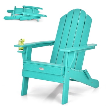 Patiojoy Folding Adirondack Chair Outdoor Adirondack Chair Weather Resistant Lounger Fire Pit Chair for Backyard Porch Poolside Turquoise
