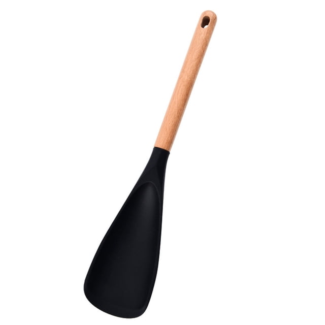 Chmadoxn Soup Spoons Cooking Spoon For Nonstick Cookingwares And Safe Spoon With Wooden Handle For Mixing And Scrape silicone spoon