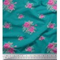 thumbnail image 1 of Soimoi Tissu en Coton Canard Tourbillon, Feuilles & Roses Imprimé Floral 1 Yard 56 Pouces de Large, 1 of 1