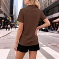 thumbnail image 4 of Ailaofu T-Shirts à Manches Courtes à Col en V pour Femmes, Hauts d'Été à Col, T-Shirts Décontractés Amples, 4 of 7