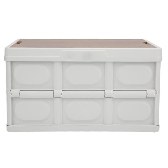 Boîte de Rangement Pliante pour l'Extérieur, Boîte de Rangement Extérieure Multifonctionnelle de 30 L avec Couvercle en Bois, Boîte de Rangement Pliante Installation Sans Effort