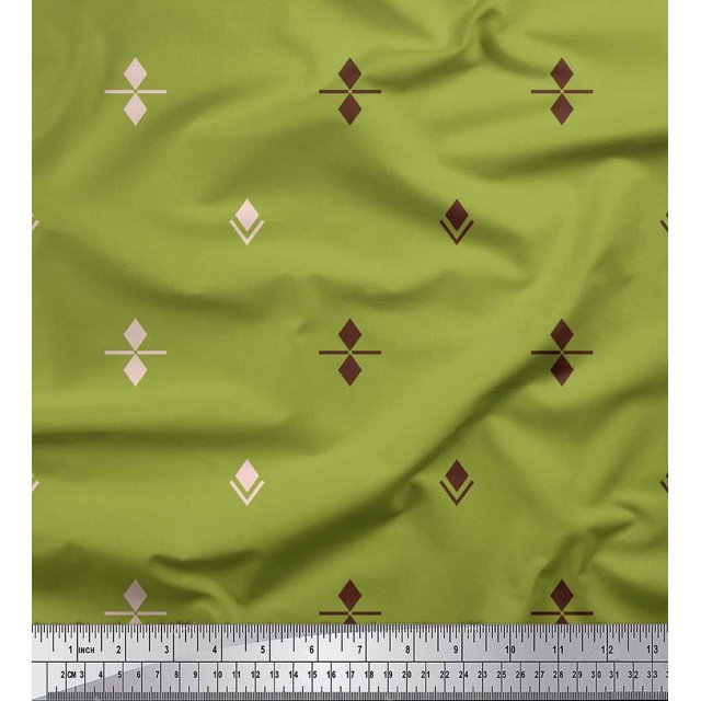 Soimoi Green Moss Georgette Fabric Butidar Jamdani Decor Fabric Printed Yard 42 Inch Wide