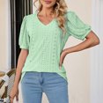 thumbnail image 3 of RKSTN Womens Tops Fashion Mesh Breathable Short Sleeve V-Neck Blouse Tops Comfortable Temperament Solid Color Tops, 3 of 4