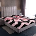 thumbnail image 4 of Erosebridal Princess Bow Bed Sheets Set Queen Size, Chic Diamond Bed Sheets Queen, Pink Wave Line Decor,, 4 of 7