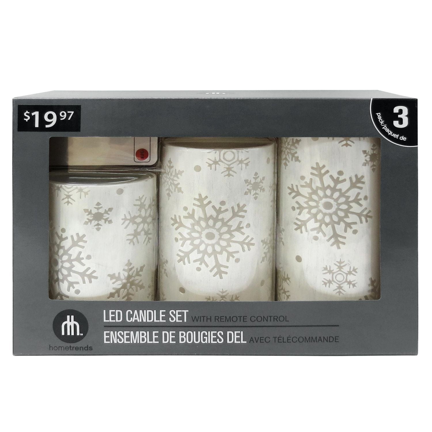 Hometrends Bougie pilier LED flocon de neige blanche en relief avec télécommande