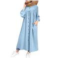thumbnail image 2 of TopLLC Longues Robe à Manches à Col Rond la Mode Robe d'Hiver pour Femme Grande Taille Décontractée Col Rond Ample Aguichant Boutons Poche Robe Imprimée à Manches Longues Robe pour Femme, 2 of 4