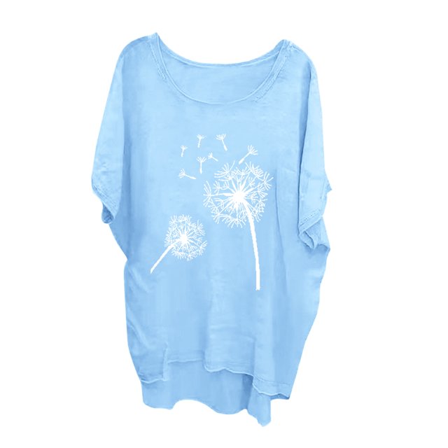 Yuyuzo Hauts en Coton et Lin Grande Taille pour Femmes Chemises à Manches Mi-Longues Col Rond T-Shirts Décontractés d'Été Blouses