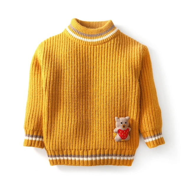 RXIRUCGD Chandail Décontracté à Manches Longues Chaud à Col Rond pour Fille et Garçon ( Jaune, Taille : 5 Ans )