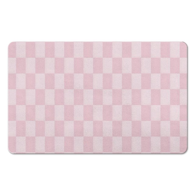 Stylish Long Bath Mat - Checkered 20x32 in Non-Slip Bathroom Runner Rug, Water Absorbent, Soft Microfiber, Machine Washable Mats for Bathtub.