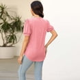 thumbnail image 5 of AherBiu T-Shirts pour Femmes à Encolure Carrée, Coupe Ample, Plissés, Tendance, Décontractés, Confortables, Manches Courtes, T-Shirts, 5 of 5