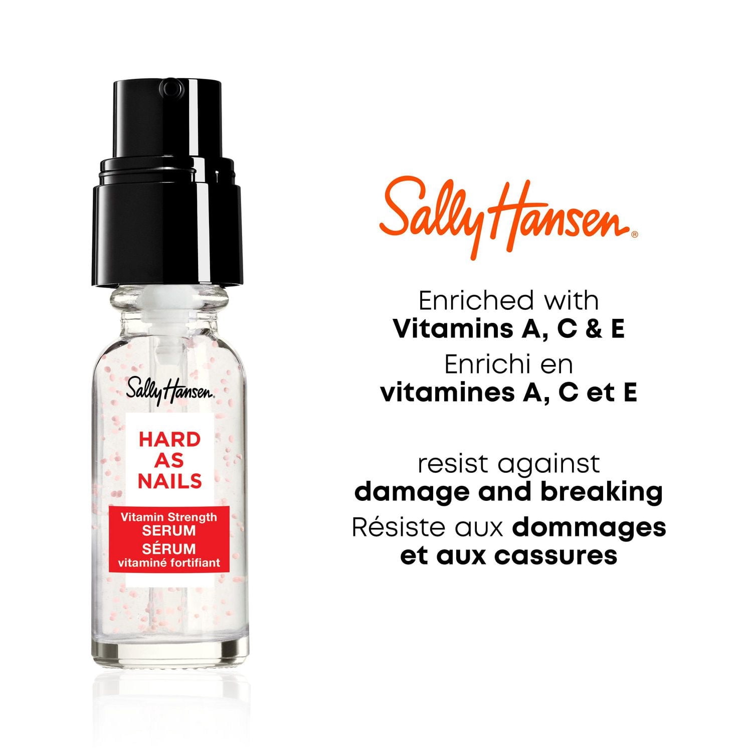 Sally Hansen Hard as Nails® Vitamin Strength Serum™, soin réparateur en profondeur, protection durable pour les ongles et les cuticules, sérum de soin pour les ongles enrichi en vitamines A, C et E