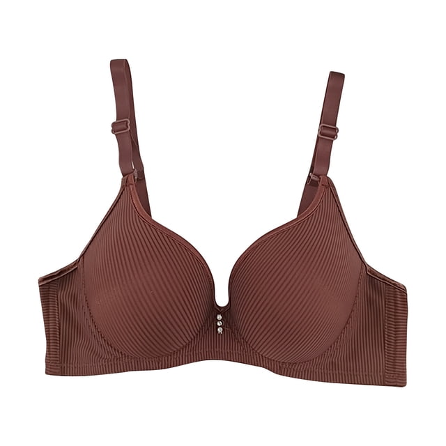 Pisexur Desire Underwire Bra V Neck Solid Ribbed Full-Coverage Bra with Underwire Cups Everyday Bra Women with Support