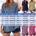 thumbnail image 3 of Summer Savings Clearance! RQYYD Linen Shirts for Women Button Down Shirts Short Sleeve Cotton Collared V Neck Solid Casual Blouses with Pocket, 3 of 6