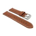 thumbnail image 3 of 24mm Mens' Alligator Style Leather Watch Strap Band, White Stitching, Stainless Steel Buckle, 3 of 7