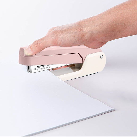 Heavy Duty Metal Desk Stapler, 25 Sheet Capacity | Swivel Rotating Design | Non-Slip Base Office Stapler, Plastic & Metal, 1 Pack, Blue Pink | Full Strip, 15x6.5x4cm | Home, Office