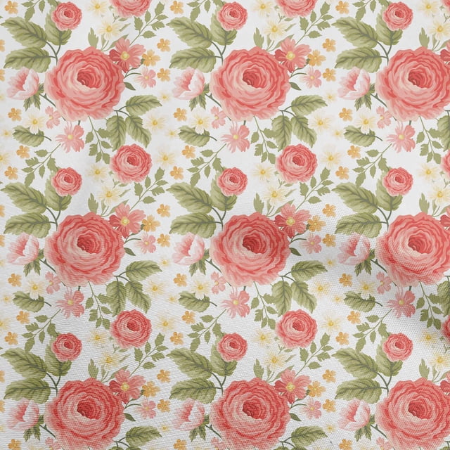 oneOone Cotton Poplin Red Fabric Floral Sewing Craft Projects Fabric Prints By Yard 56 Inch Wide-M4