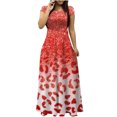 thumbnail image 2 of Robes d'Été Grande Taille pour Femmes 2024 Col Rond Manches Courtes Imprimé Quotidien Décontracté Vintage Bohème Robe Maxi Économisez jusqu'à 65 % de Rabais!, 2 of 5