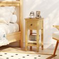 thumbnail image 2 of Gymax Nightstand 3-Tier Bedside Table w/ Open Storage Shelf & Narrow Side Table Natural, 2 of 9