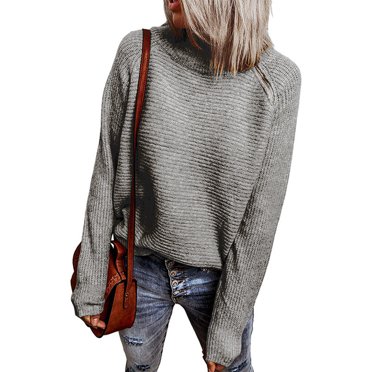 EGNMCR Turtleneck Sweater for Women,Sweaters for Women Fashion Women Solid Color Zipper Long Sleeve Pullove Turtleneck Sweater Women Sweater