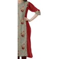 thumbnail image 3 of Moomaya Tunique Droite à Col en V pour Femmes, Manches Roulées, Kurta en Coton Imprimé, 3 of 6