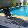 thumbnail image 2 of Outsunny Chaise Longue Inclinable Pliante Robuste et Réglable pour l'Extérieur, Chaise Longue de Patio, Jardin, Plage, à Gravité avec Oreiller, 7 Positions de Dossier Réglables, Noir, 2 of 10