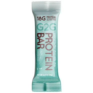 G2G Barre Protéinée, Pépites de Chocolat au Beurre d'Arachide, Collation Santé, Délicieux Substitut de Repas, Sans Gluten, Ingrédients Propres, Réfrigéré pour la Fraîcheur, 8 Unités (Lot de 8)