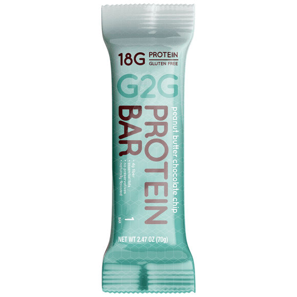 G2G Protein Bar, Peanut Butter Chocolate Chip, Healthy Snack, Delicious Meal Replacement, Gluten-Free, Clean Ingredients, Refrigerated for Freshness, 8 Count (Pack of 8)