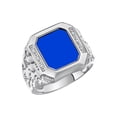 thumbnail image 3 of RYLOS Men's Rings 14K White Gold Ring With Diamonds and Blue Quartz Set in Designer Nugget Style Rings For Men Size 8, 3 of 8