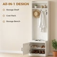 thumbnail image 3 of Modern Hall Tree with Shoe Storage Bench, Coat Rack and Shelves, White, 3 of 7