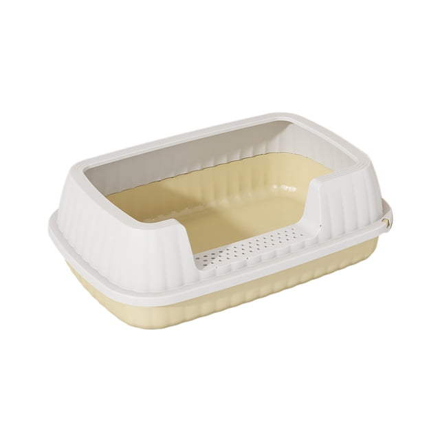 Btomtd Semi Enclosed High Bar Litter Box With Splashs Proof Designs Provides Ample Space For Cats Includes Shovel For Kittens, ,light yellow