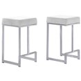thumbnail image 1 of Dorrington Velvet Backless Counter Height Stool in White/Silver (Set of 2), 1 of 2