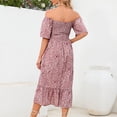 thumbnail image 5 of MEZZALL Robe Femme Florale à Encolure Carrée Robes Midi Robe de Maternité Enceinte Décontractée Robe Trapèze Longue Fluide à Smocks Robe Douce Tenue Quotidienne m, 5 of 5